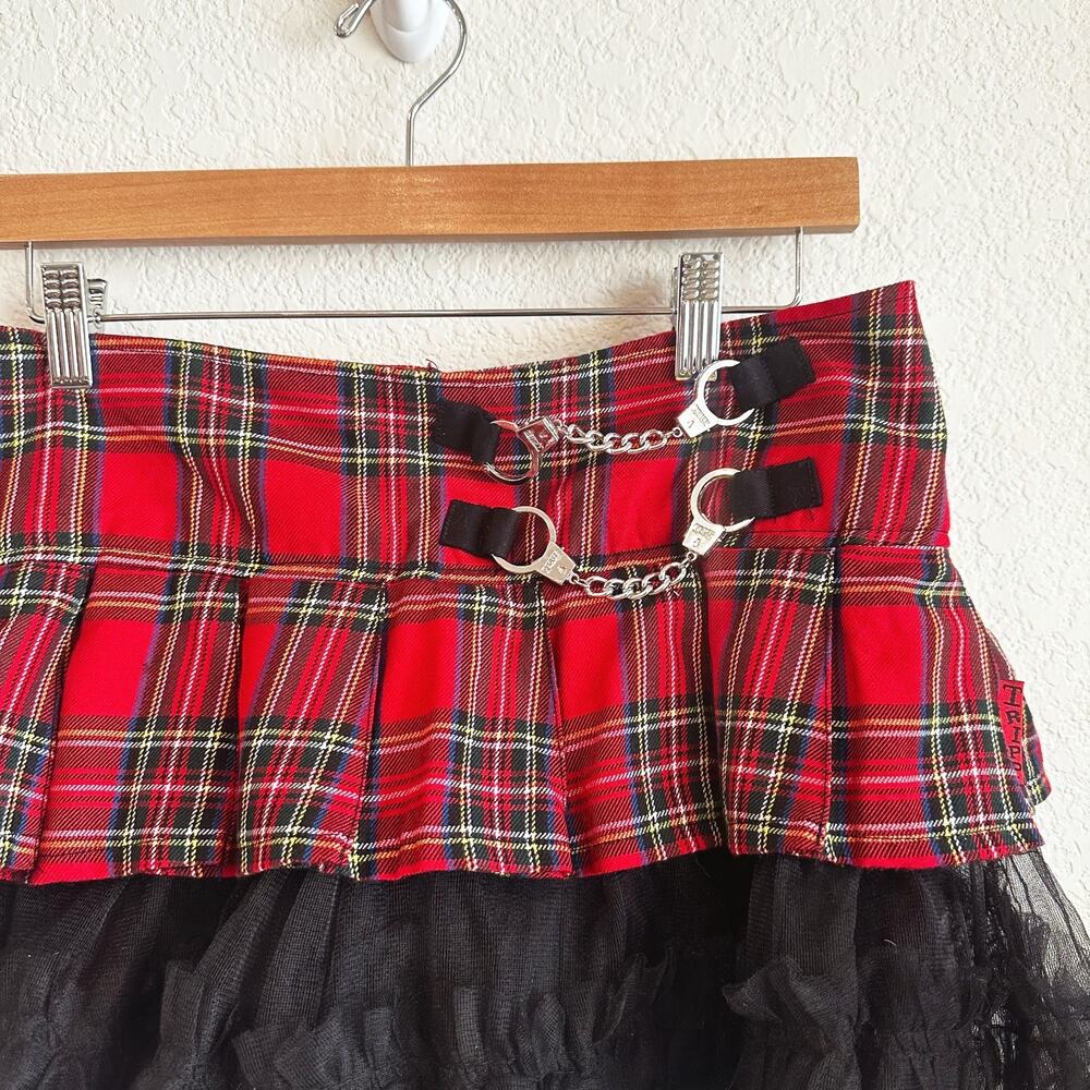 Tripp NYC Plaid Mini Skirt Large Tulle Layered Punk Goth Emo Y2K 90s School Girl - Picture 3 of 11